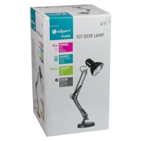 Lampka biurkowa składana, E27, czarna DPM