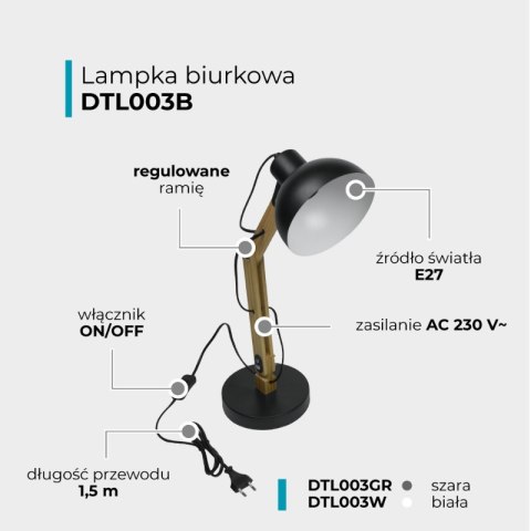 Lampka biurkowa składana E27, czarna