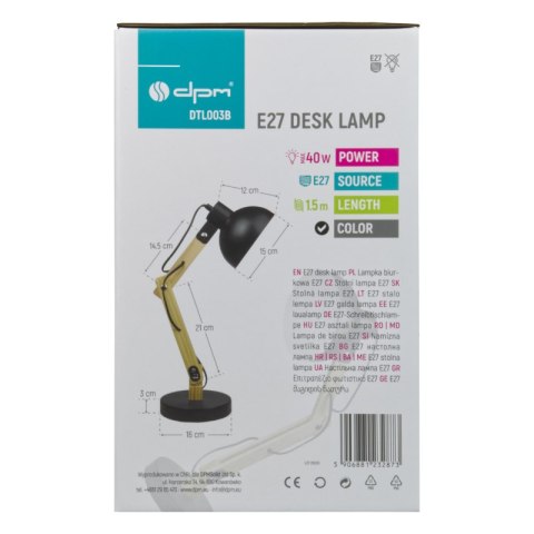 Lampka biurkowa składana E27, czarna