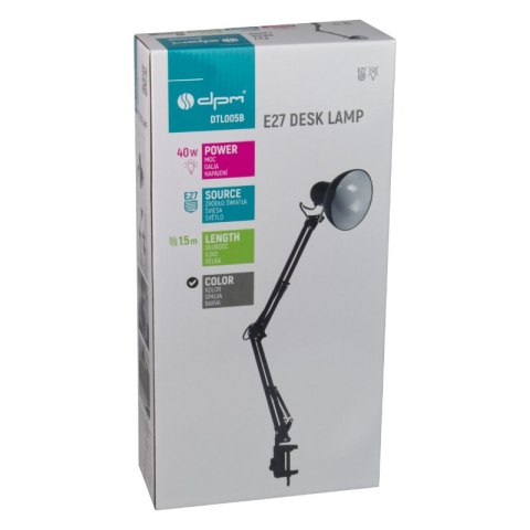 Lampka biurkowa składana E27, czarna