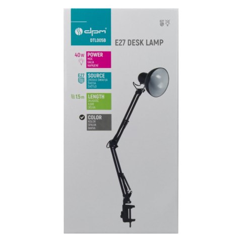 Lampka biurkowa składana E27, czarna