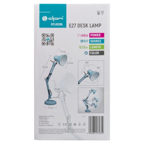 Lampka biurkowa składana E27, niebieska