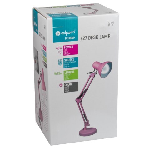 Lampka biurkowa składana E27, różowa