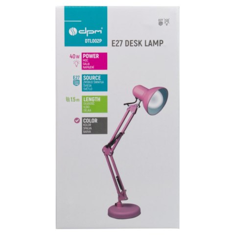 Lampka biurkowa składana E27, różowa