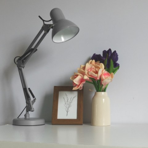 Lampka biurkowa składana E27, szara