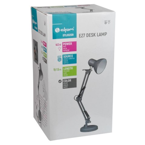 Lampka biurkowa składana E27, szara