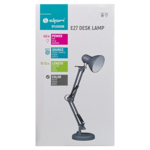 Lampka biurkowa składana E27, szara