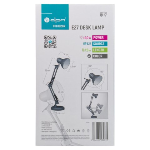 Lampka biurkowa składana E27, szara