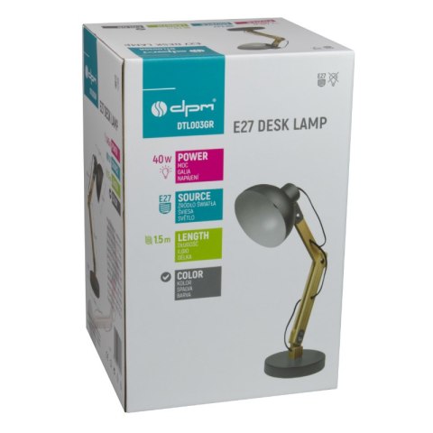 Lampka biurkowa składana E27, szara