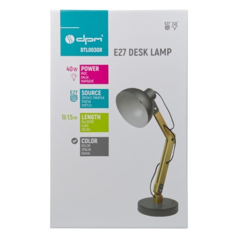 Lampka biurkowa składana E27, szara