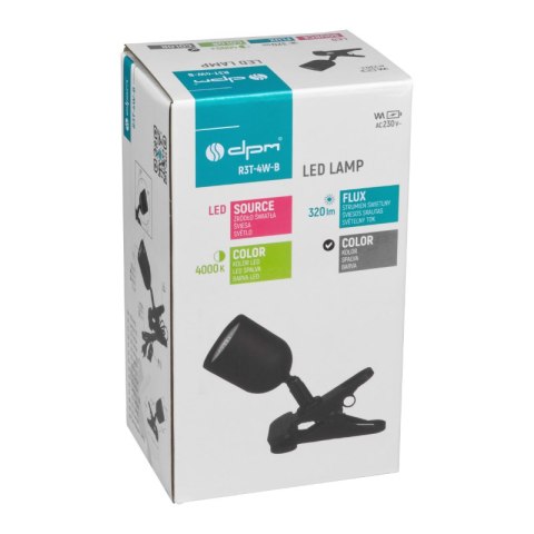 Lampka dekoracyjna LED z klipsem, 4 W, 350 lm, 4000 K, czarna DPM