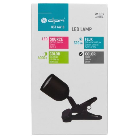 Lampka dekoracyjna LED z klipsem, 4 W, 350 lm, 4000 K, czarna DPM