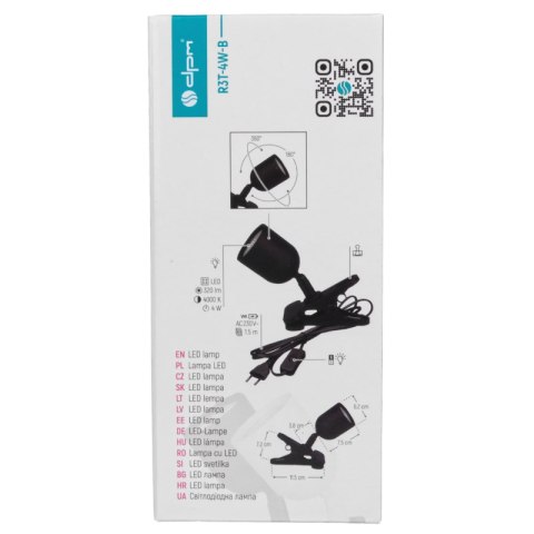 Lampka dekoracyjna LED z klipsem, 4 W, 350 lm, 4000 K, czarna DPM