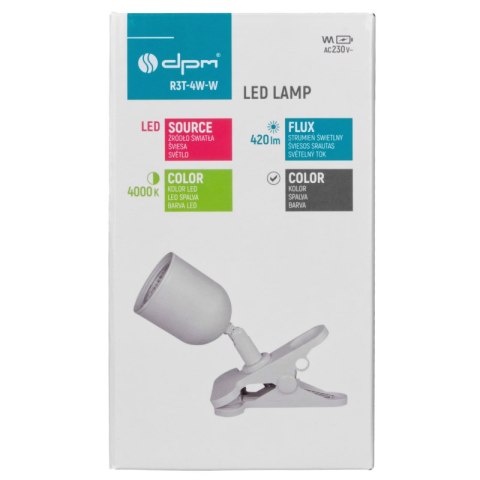 Lampka dekoracyjna LED z klipsem, 4 W, 420 lm, 4000 K, biała DPM