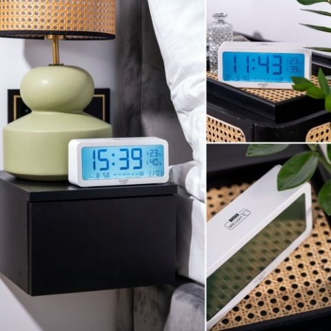 Adler Budzik na baterie - Biały