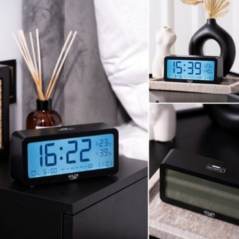 Adler Budzik na baterie - Czarny