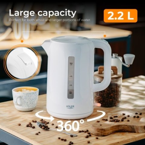 Adler Czajnik elektryczny 2,2 L - biały
