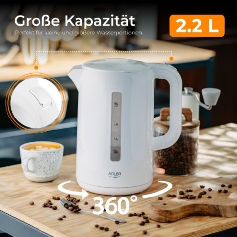 Adler Czajnik elektryczny 2,2 L - biały