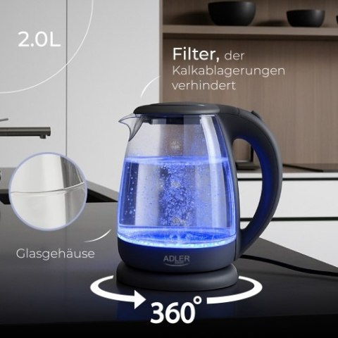 Adler Czajnik szklany 2,0 L
