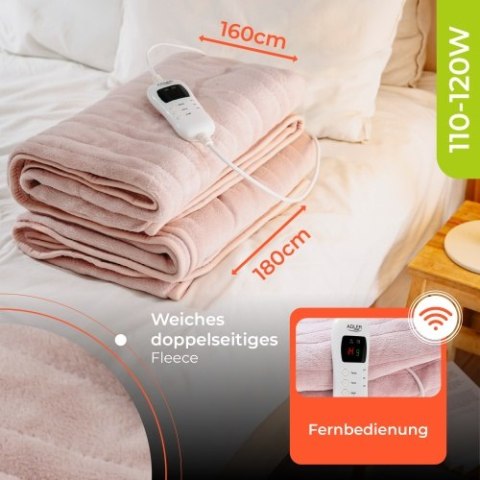 Adler Koc elektryczny - Super Miękki Nakładany z Pilotem LCD | 160x180 cm