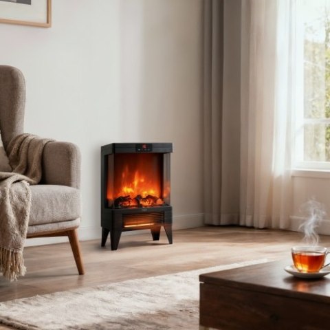 Adler Kominek elektryczny LED z pilotem | 3D efekt płomienia | 2 moce grzania 1000W/2000W | Termostat