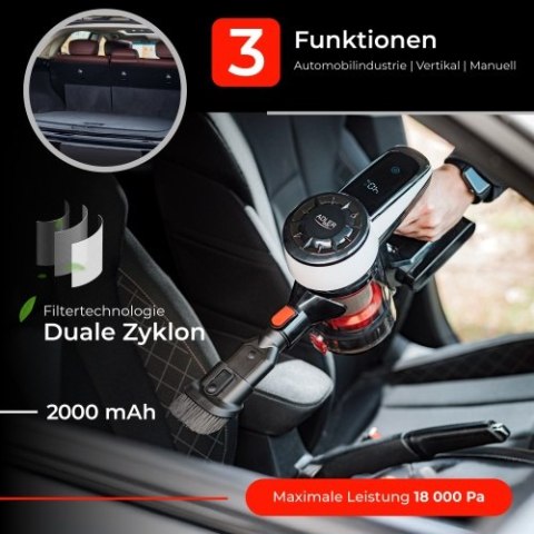 Adler Odkurzacz pionowy - Bezworkowy z bezszczotkową technologią silnika