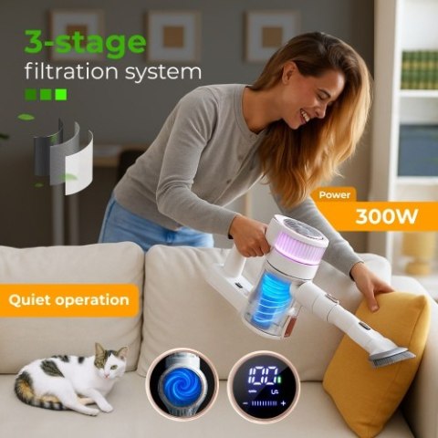 Adler Odkurzacz pionowy z dotykowym wyświetlaczem LED | 4 tryby ssania | Silnik bezszczotkowy | HEPA 13 | Do 70 m²