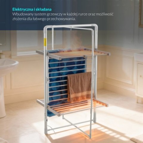 Adler Składana elektryczna suszarka do ubrań | 300W | Oszczędzająca miejsce | IP22