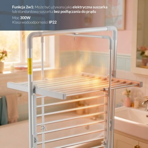 Adler Składana elektryczna suszarka do ubrań | 300W | Oszczędzająca miejsce | IP22