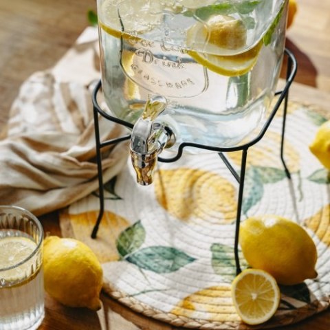 Adler Słój do napojów z kranikiem 4L ze stojakiem | Szklany dyspenser z zapasowym kranikiem