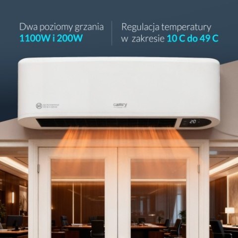 Camry Kurtyna powietrzna z wyświetlaczem LED | Montaż ścienny | Pilot zdalnego sterowania