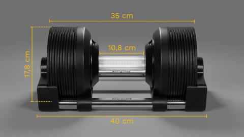 Hantel żeliwny regulowany automat 24 kg, skok co 1kg, REBEL ACTIVE