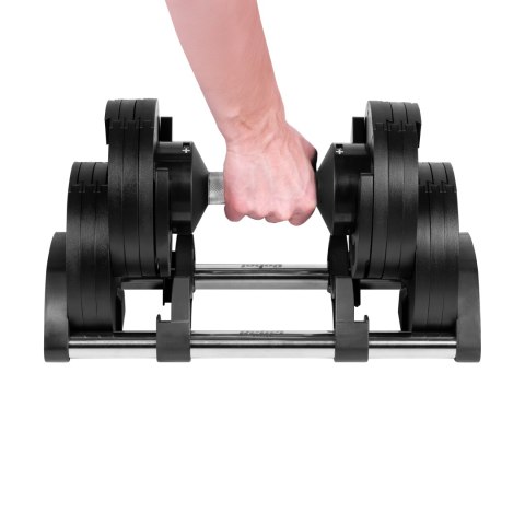 Hantel żeliwny regulowany automat 24 kg, skok co 2kg, REBEL ACTIVE