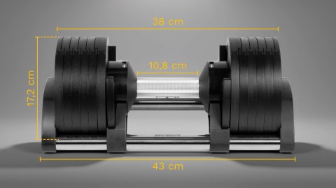 Hantel żeliwny regulowany automat 24 kg, skok co 2kg, REBEL ACTIVE