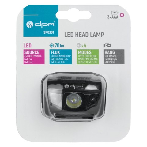 Lampa czołowa LED, 70 lm DPM