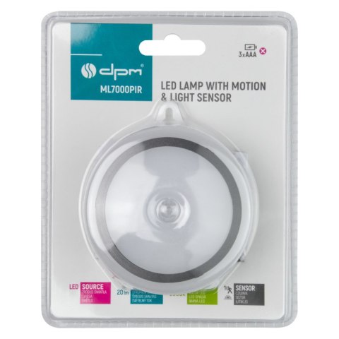 Lampka LED z czujnikiem ruchu i zmierzchu, bateryjna, antracytowa DPM