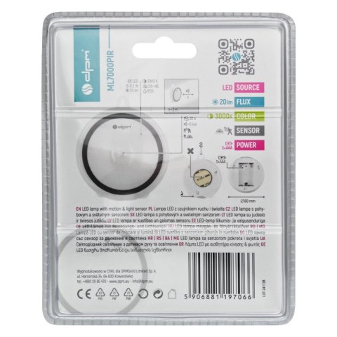 Lampka LED z czujnikiem ruchu i zmierzchu, bateryjna, antracytowa DPM