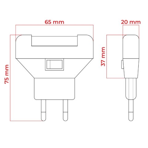 Lampka nocna LED z wyłącznikiem, światło czerwone DPM