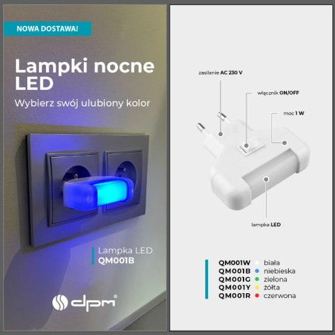 Lampka nocna LED z wyłącznikiem, światło czerwone DPM