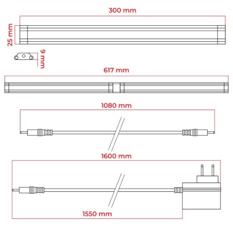 Listwa LED podszafkowa z włącznikiem dotykowym, 30 cm DPM
