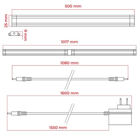 Listwa LED podszafkowa z włącznikiem dotykowym 50 cm DPM