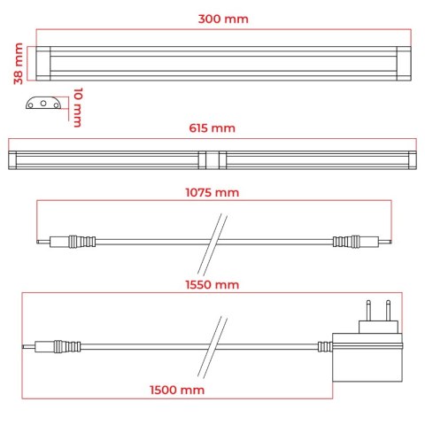Listwa LED podszafkowa z włącznikiem ruchowym 30 cm DPM