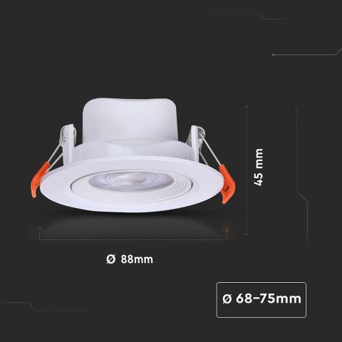 Oczko LED V-TAC 7W białe downlight 3w1 VT-2707CCT 3000K-4000K-6500K 510lm