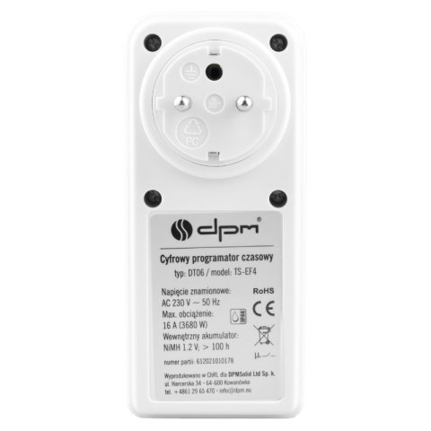 Programator czasowy cyfrowy, IP44 DPM