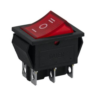 Przełącznik kołyskowy ON/OF/ON, 15 A, czerwony DPM