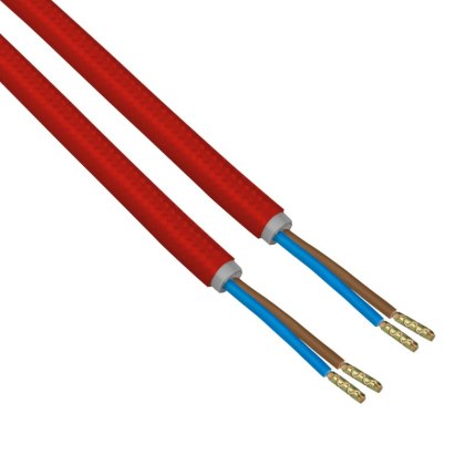 Przewód elektryczny w oplocie, 2 x 0,75 mm2, czerwony, 1,8 m DPM