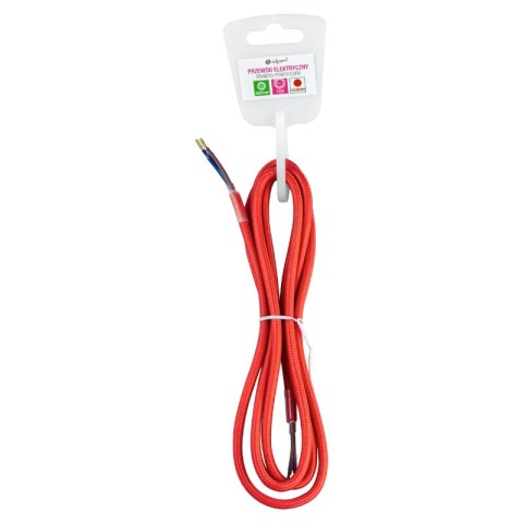 Przewód elektryczny w oplocie, 2 x 0,75 mm2, czerwony, 1,8 m DPM