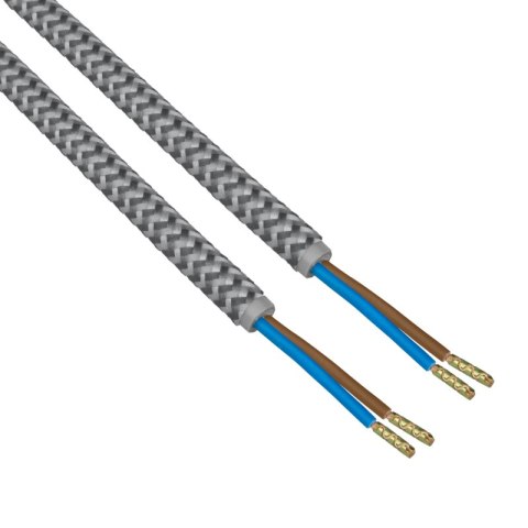 Przewód elektryczny w oplocie, 2 x 0,75 mm2, szaro-biały, 1,8 m DPM
