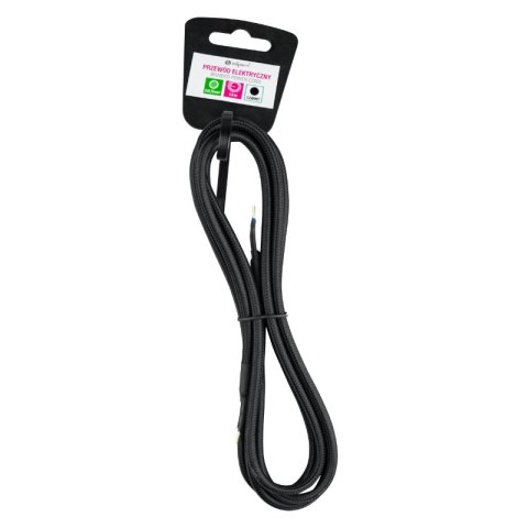 Przewód elektryczny w oplocie, czarny, 1,8 m DPM
