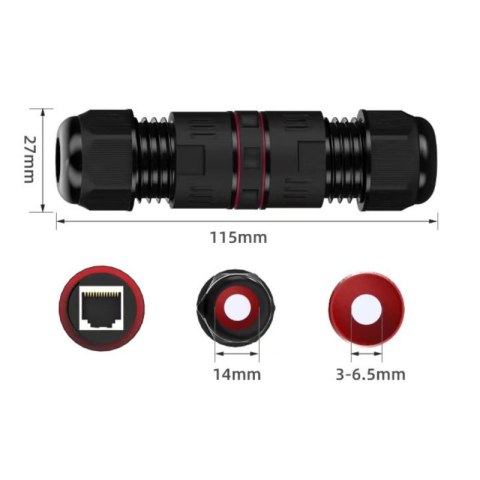 Złączka kablowa RJ45, IP68